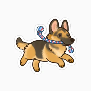 Pastor aleman tierno con cuerda