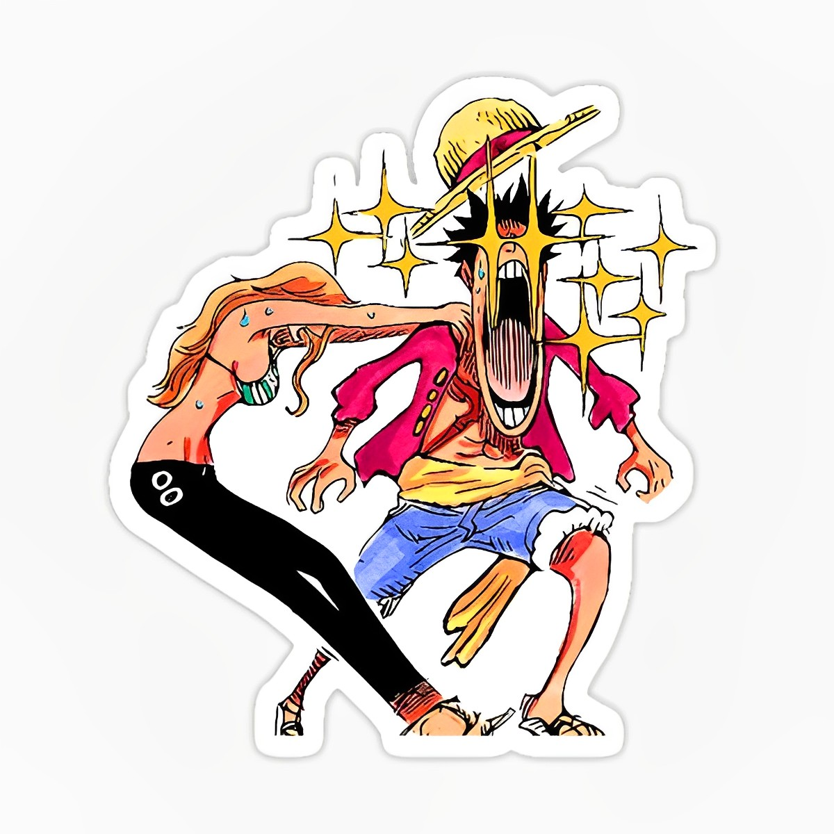 Nami sostiene a Luffy