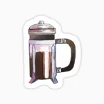 Prensa francesa cafe acuarela