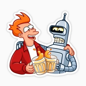 Bender y Fry bebiendo