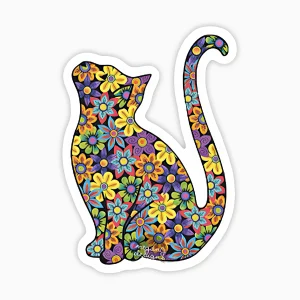Gato flores multicolor