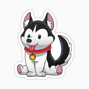 Husky sentado tierno