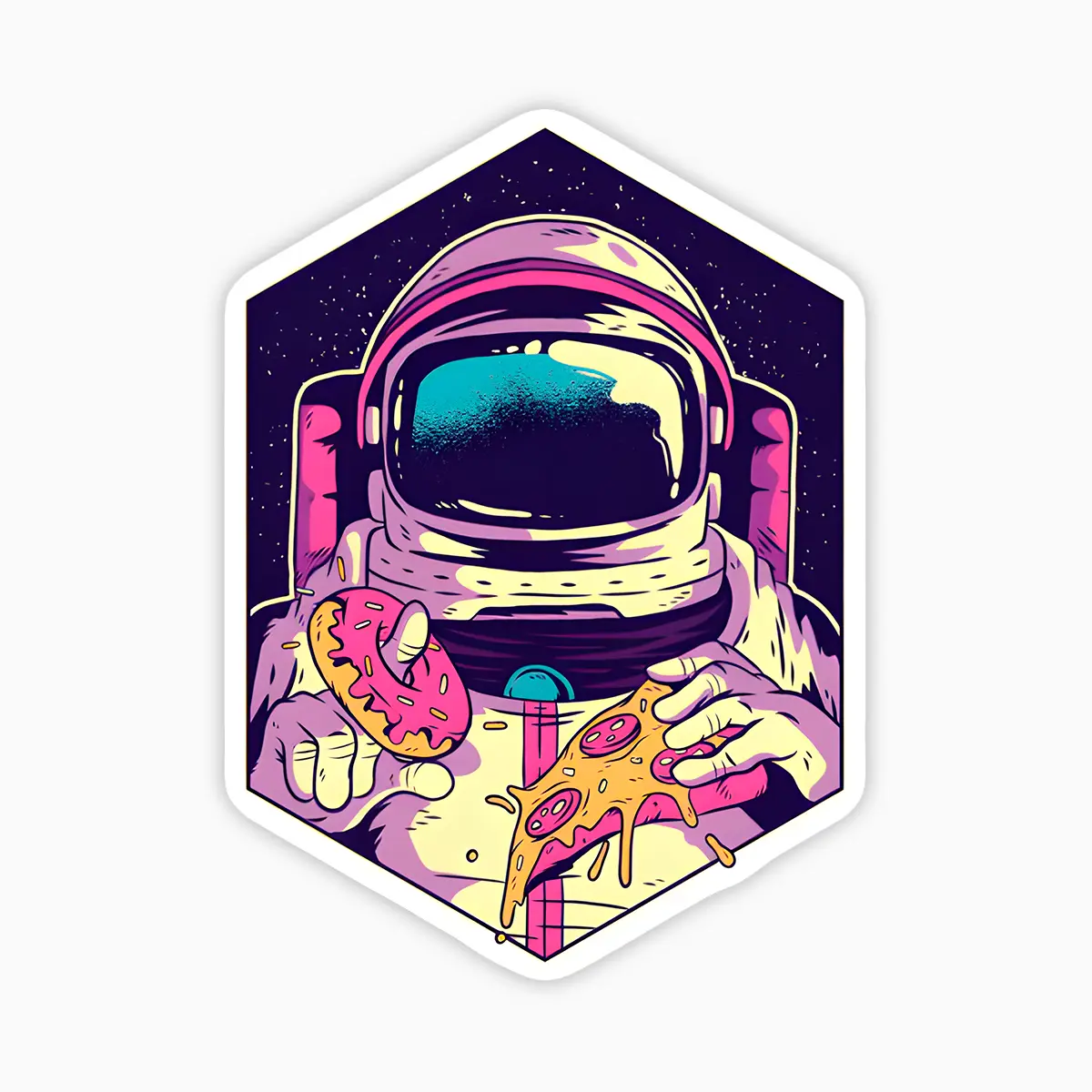 Astronauta pizza y dona