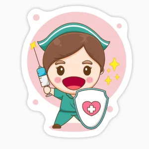 Enfermera escudo y jeringa