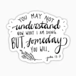 You may not understand now what I am doing, but someday you will